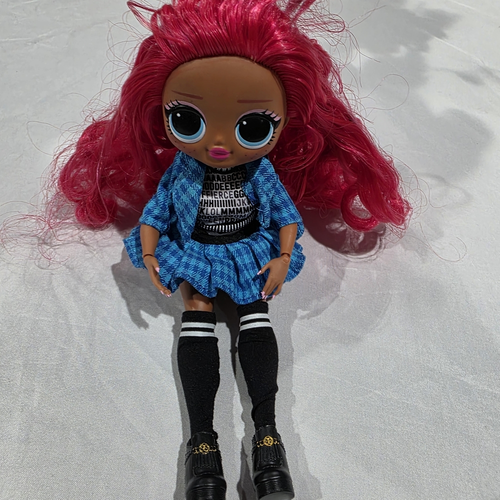Fashion Doll with Pink Hair and Blue Outfit
